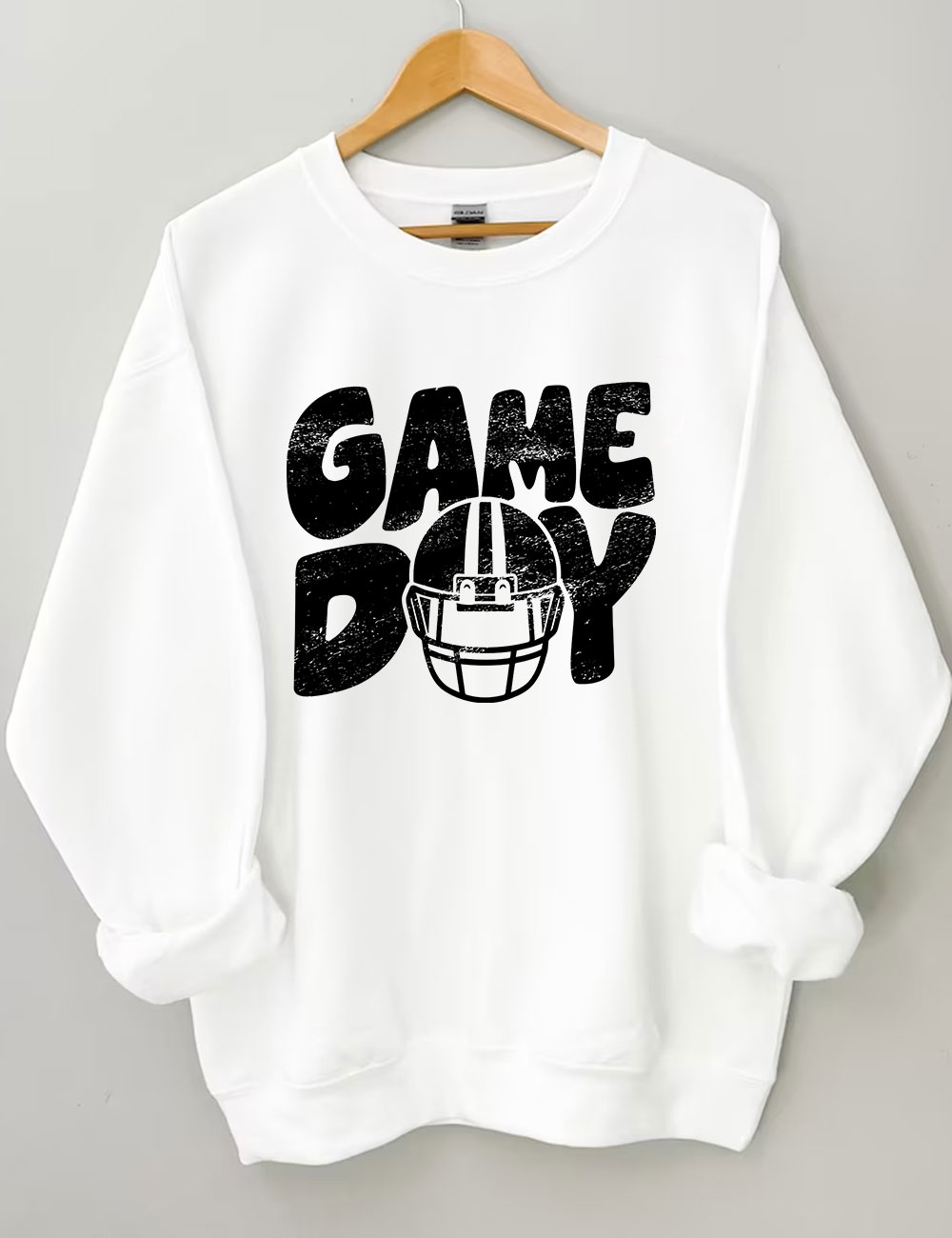 Distressed Helmet Football Game Day Sweatshirt