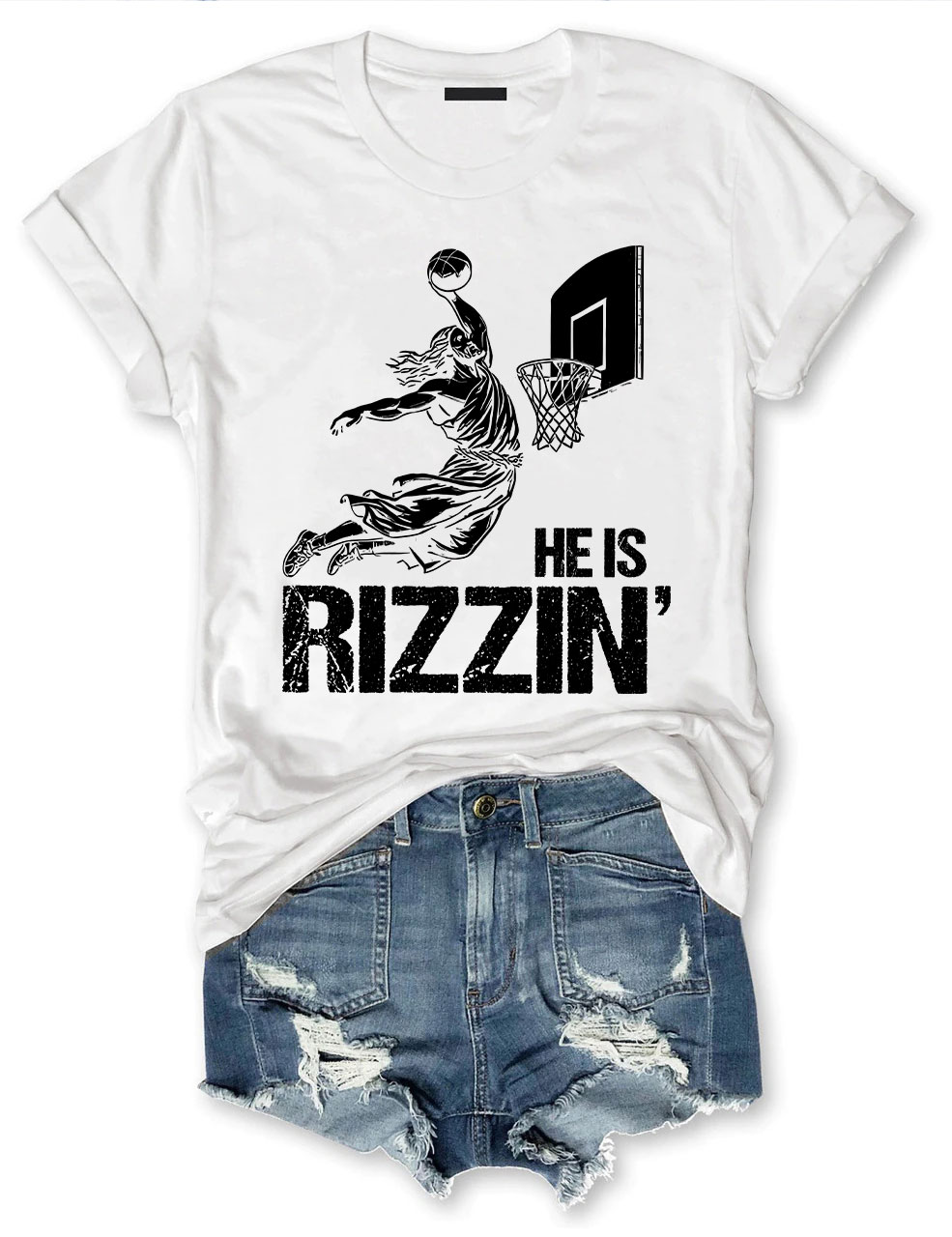 He is Rizzin Funny Jesus Playing Basketball T-shirt