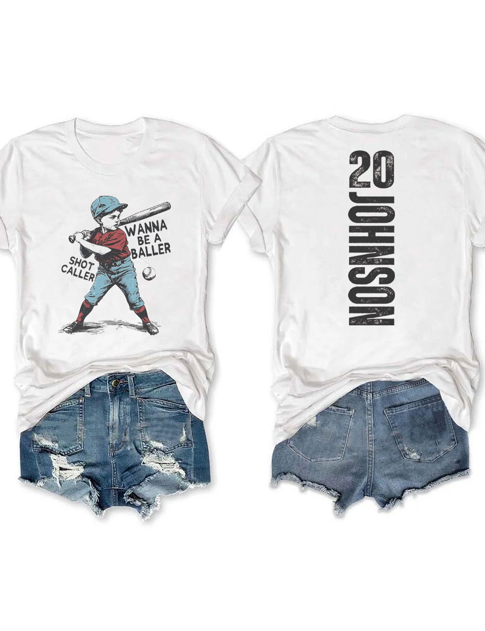 Custom Wanna be a baller shot caller Retro Baseball T-Shirt