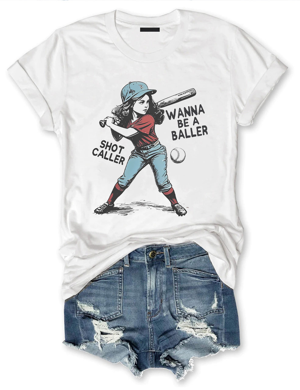 Wanna be a baller shot caller Retro baseball T-shirt