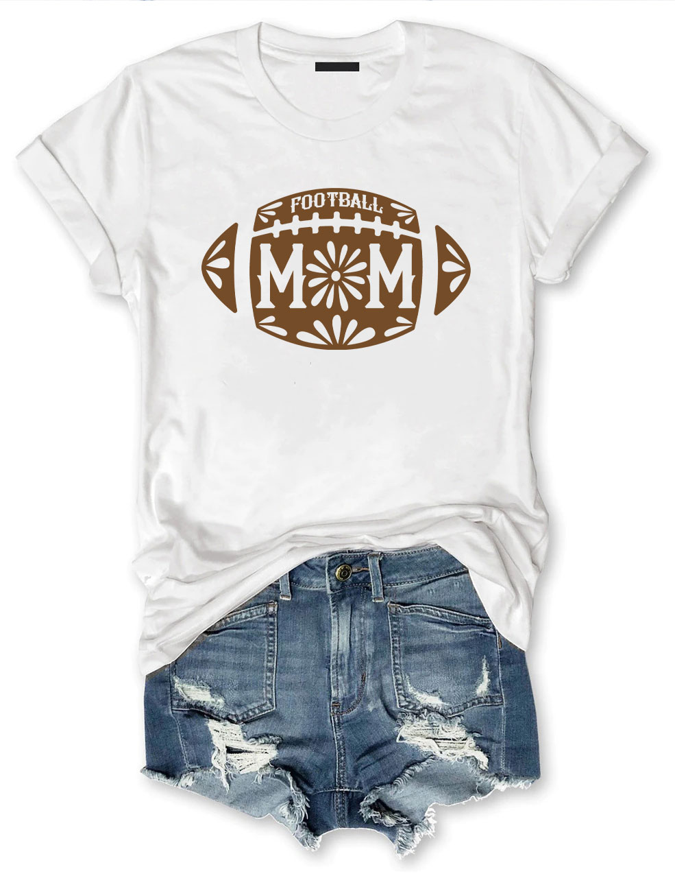 Floral Football Football Mom T-shirt