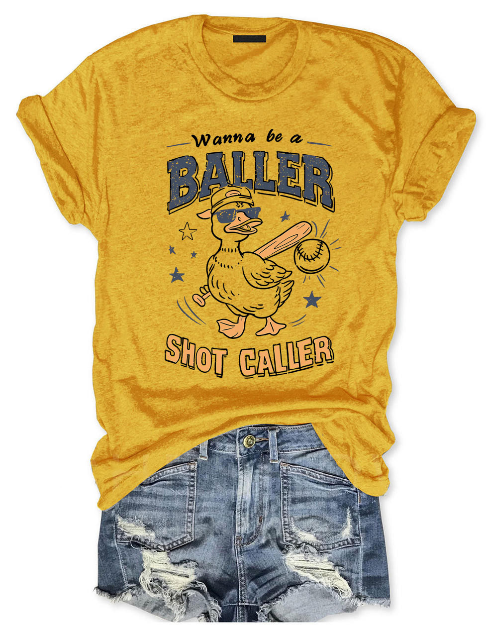 Wanna Be A Baller Shot Caller Funny Baseball T-Shirt