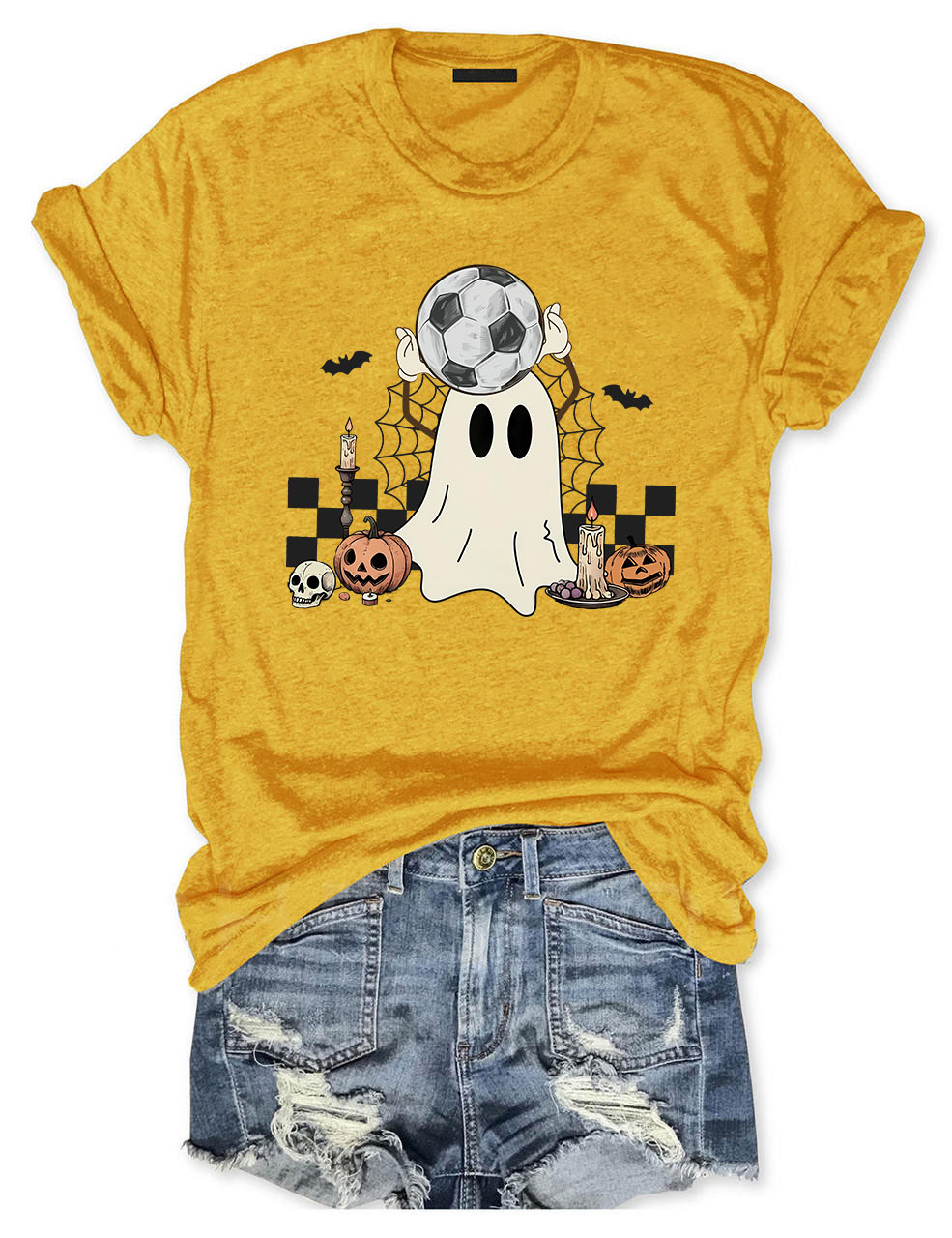 Retro Ghost Soccer Halloween T-Shirt