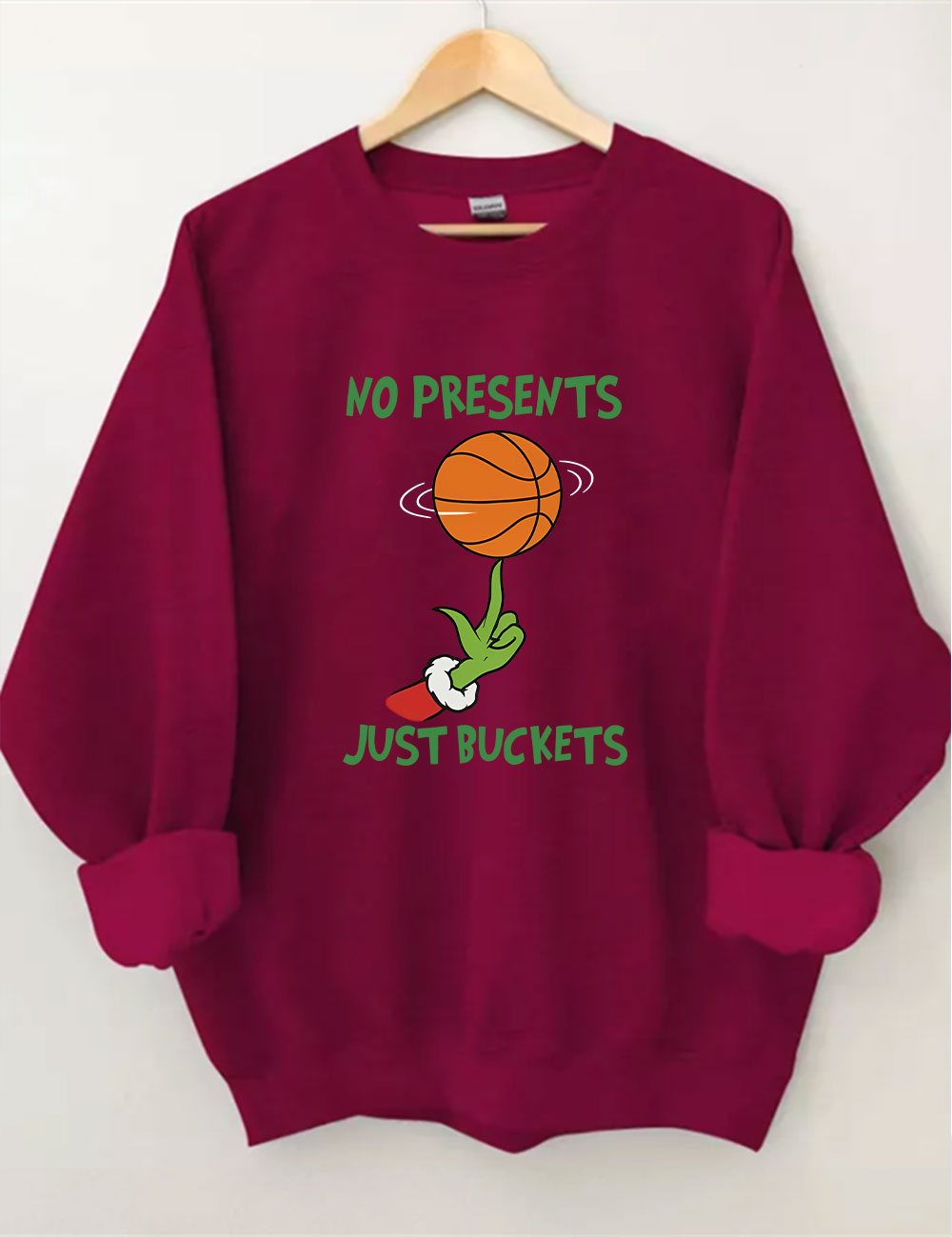 No Presents Just Buckets Grinch Basketball Sweatshirt