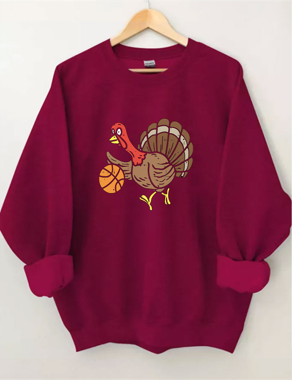 Cute Turkey Playing Basketball Sweatshirt