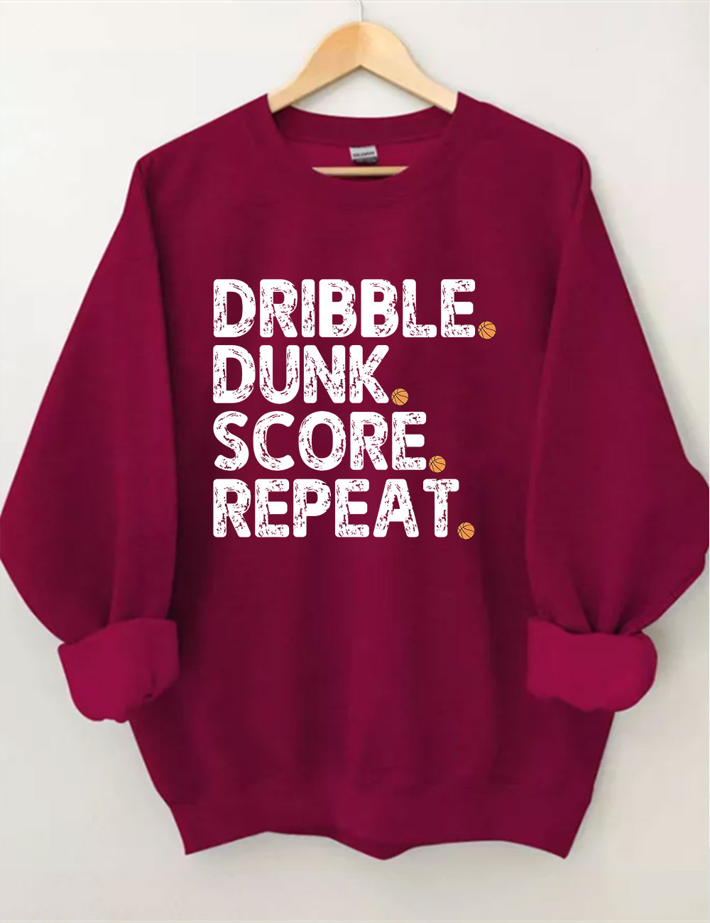 Dribble Dunk Score Repeat Funny Basketball Sweatshirt