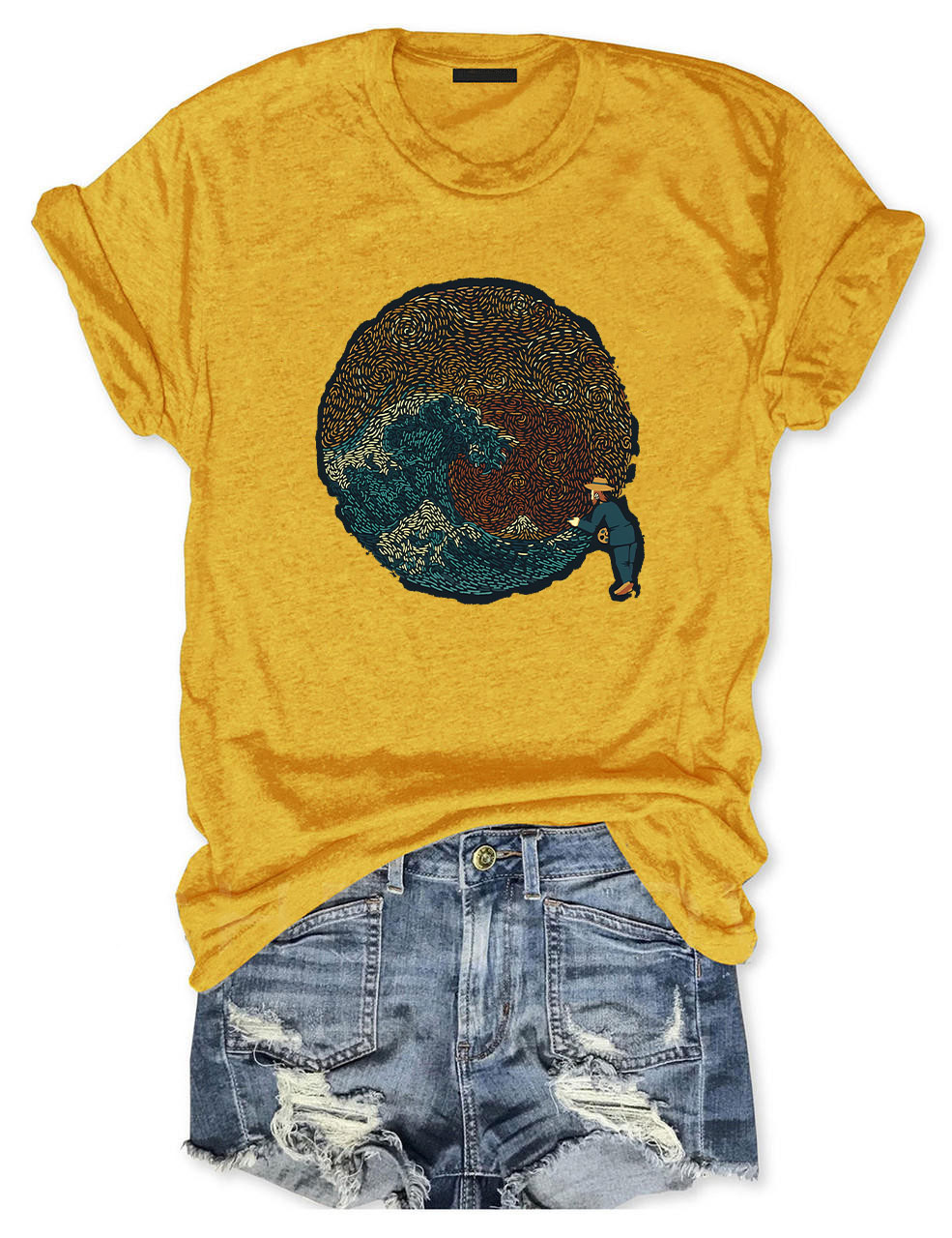 The Great Wave off Van Gogh by Tobe Fonseca Funny T-Shirt