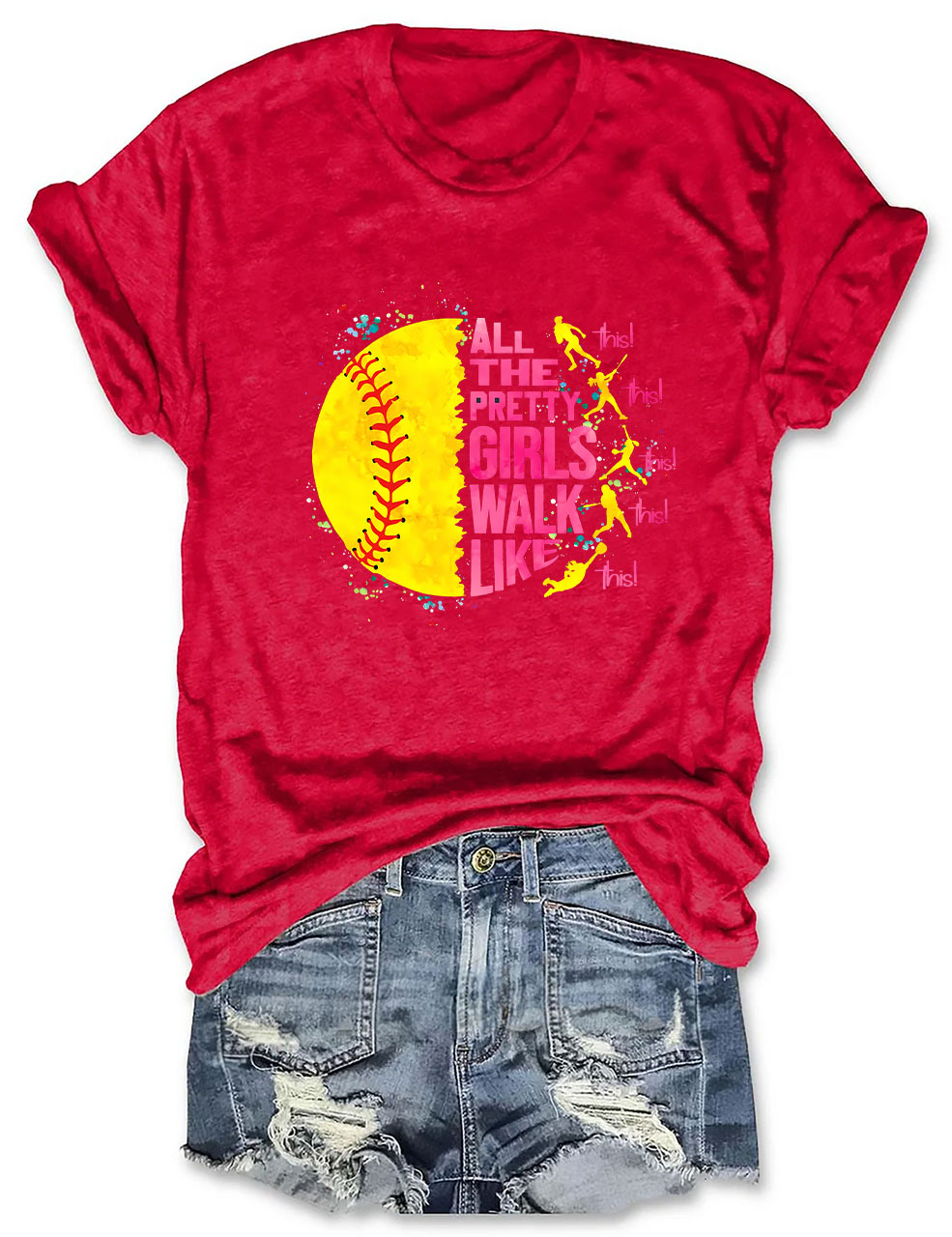 All The Pretty Girls Walk Like This Softball Funny T-Shirt