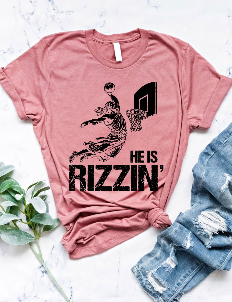 He is Rizzin Funny Jesus Playing Basketball T-shirt