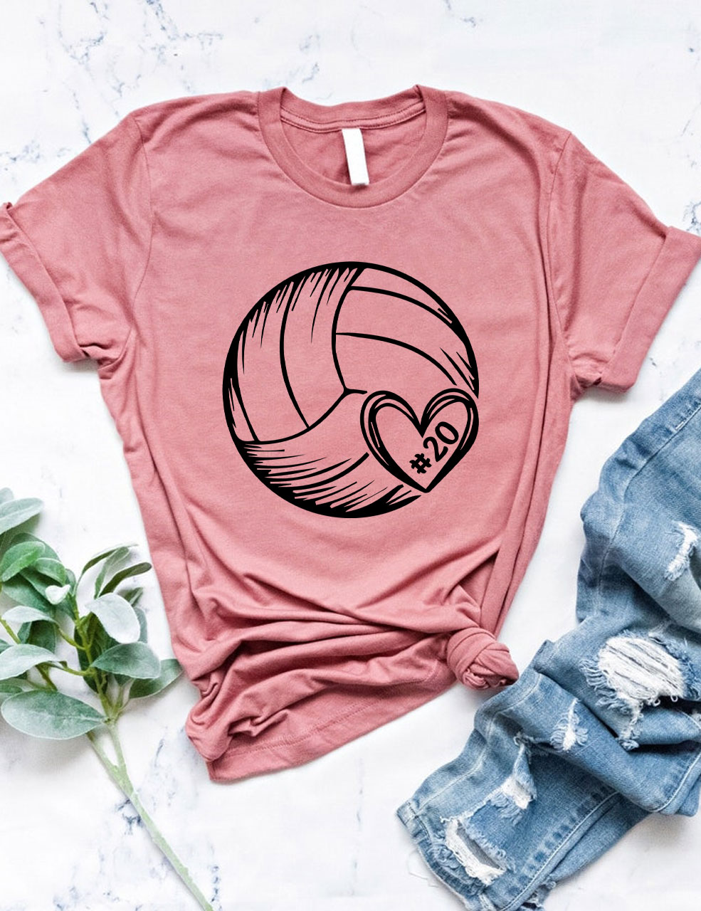 Custom Volleyball Heart T-shirt