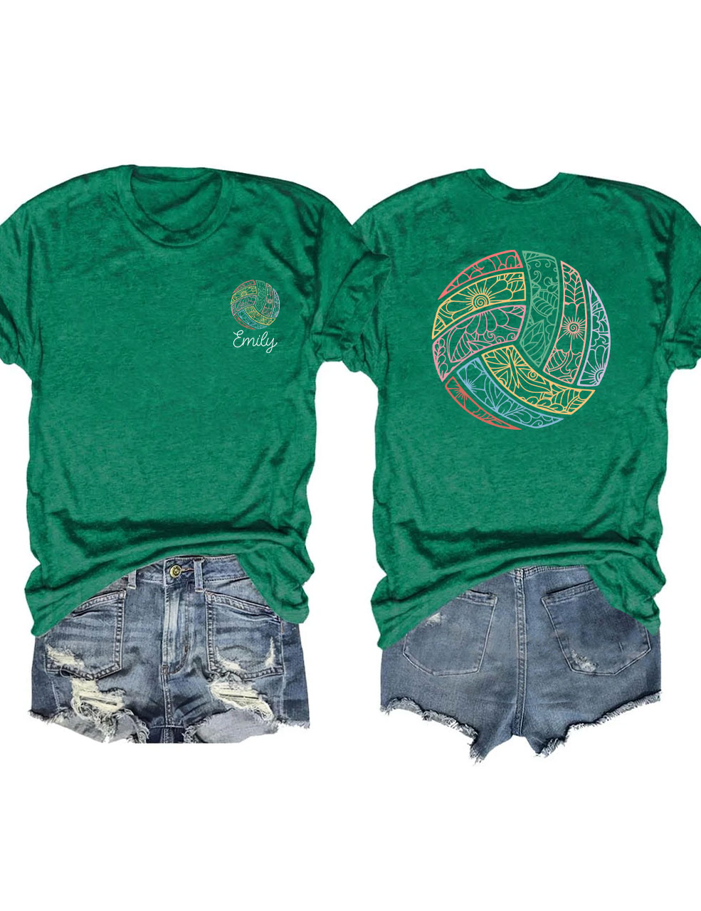 Custom Floral Volleyball  T-shirt
