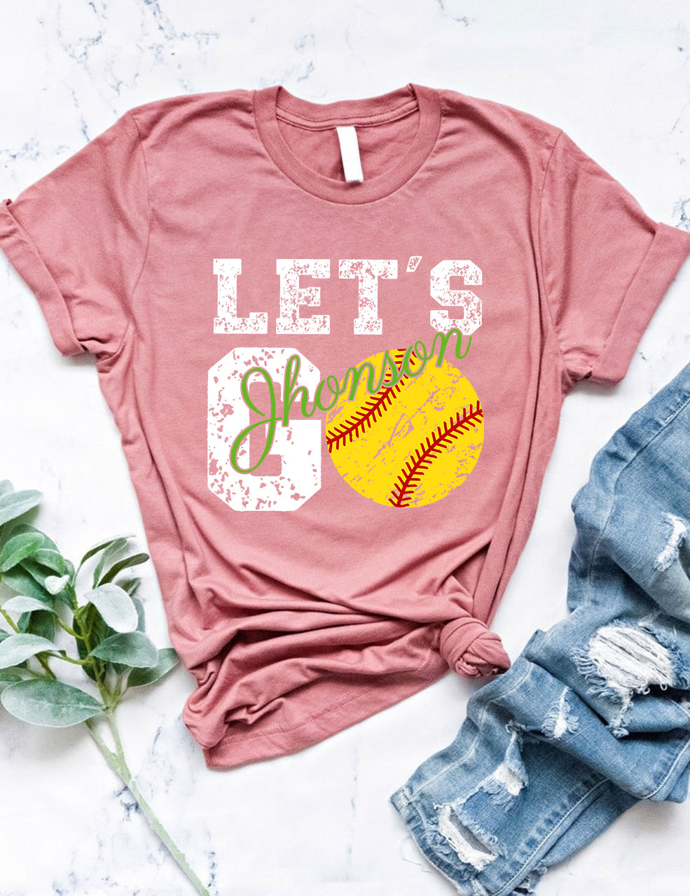 Custom Let's Go Softball T-shirt