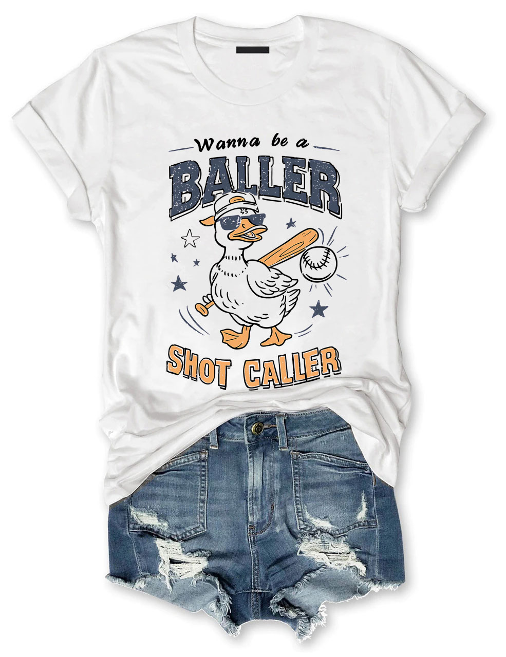 Wanna Be A Baller Shot Caller Funny Baseball T-Shirt