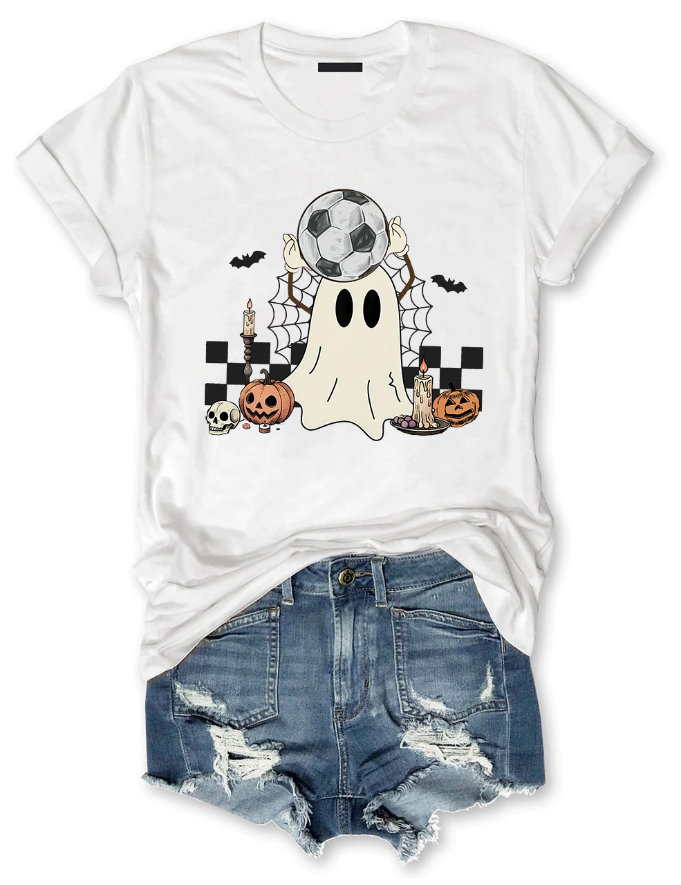 Retro Ghost Soccer Halloween T-Shirt