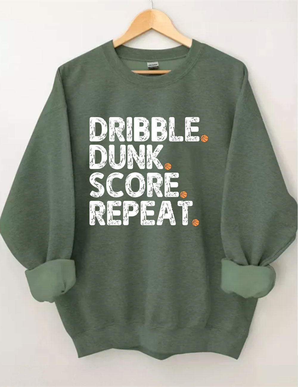 Dribble Dunk Score Repeat Funny Basketball Sweatshirt