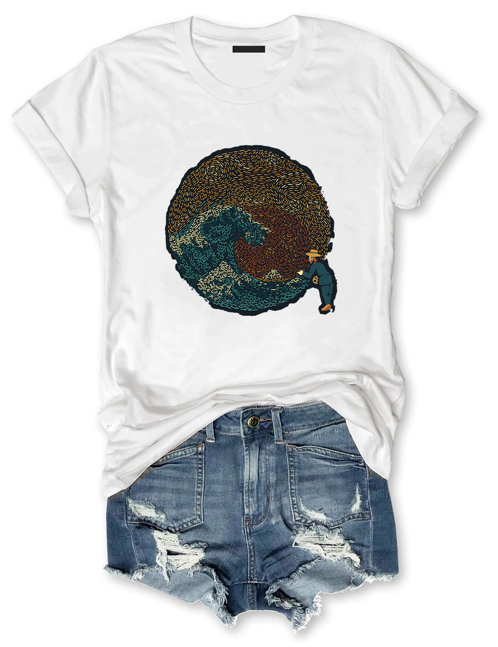 The Great Wave off Van Gogh by Tobe Fonseca Funny T-Shirt