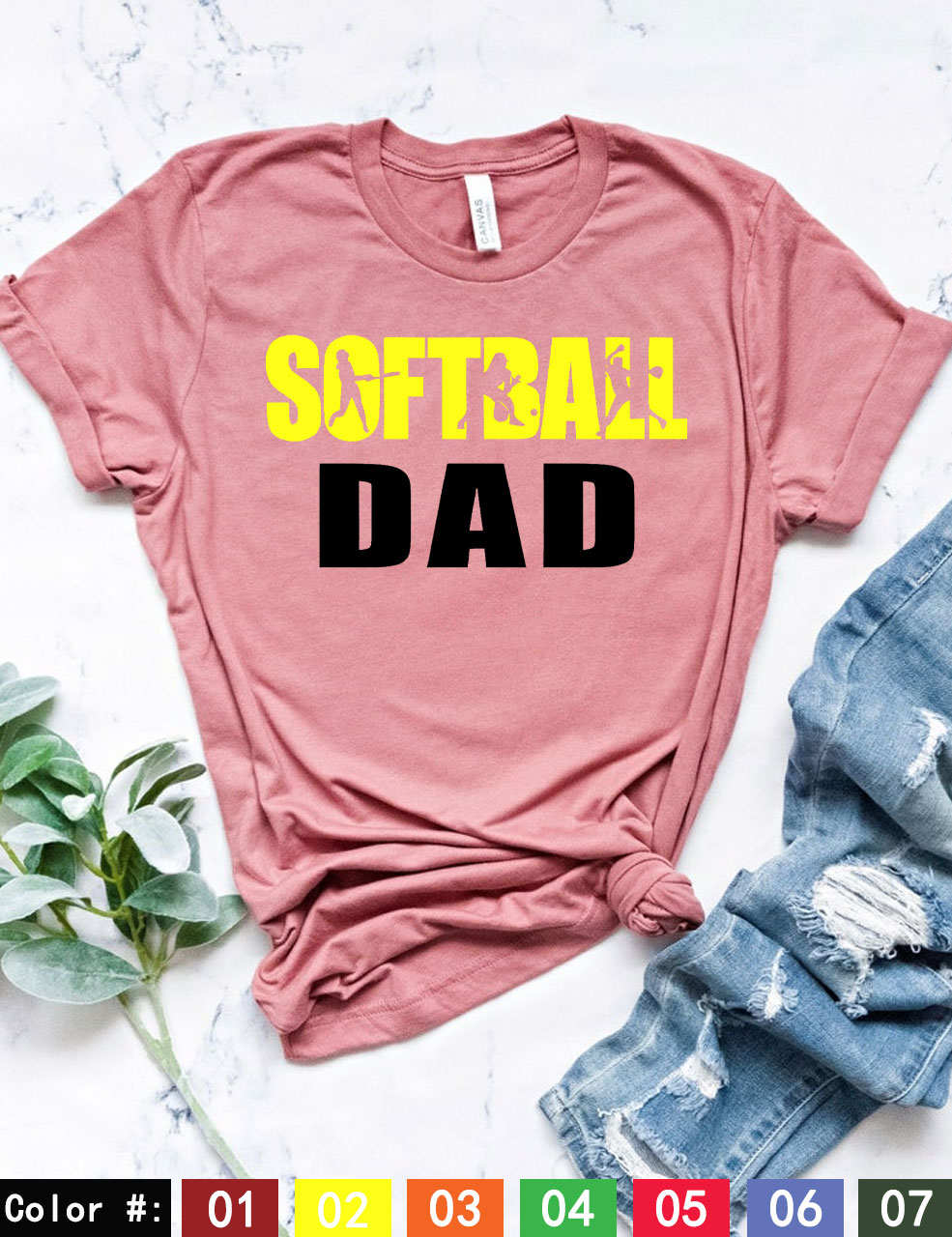 Custom Softball Dad T-Shirt
