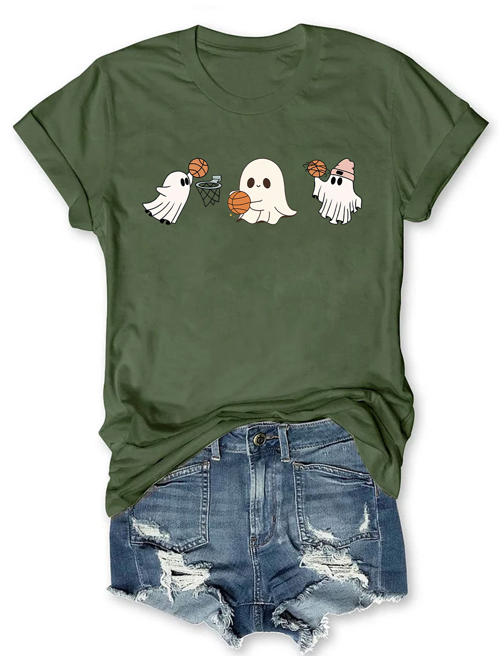 Halloween Ghost Basketball T-shirt