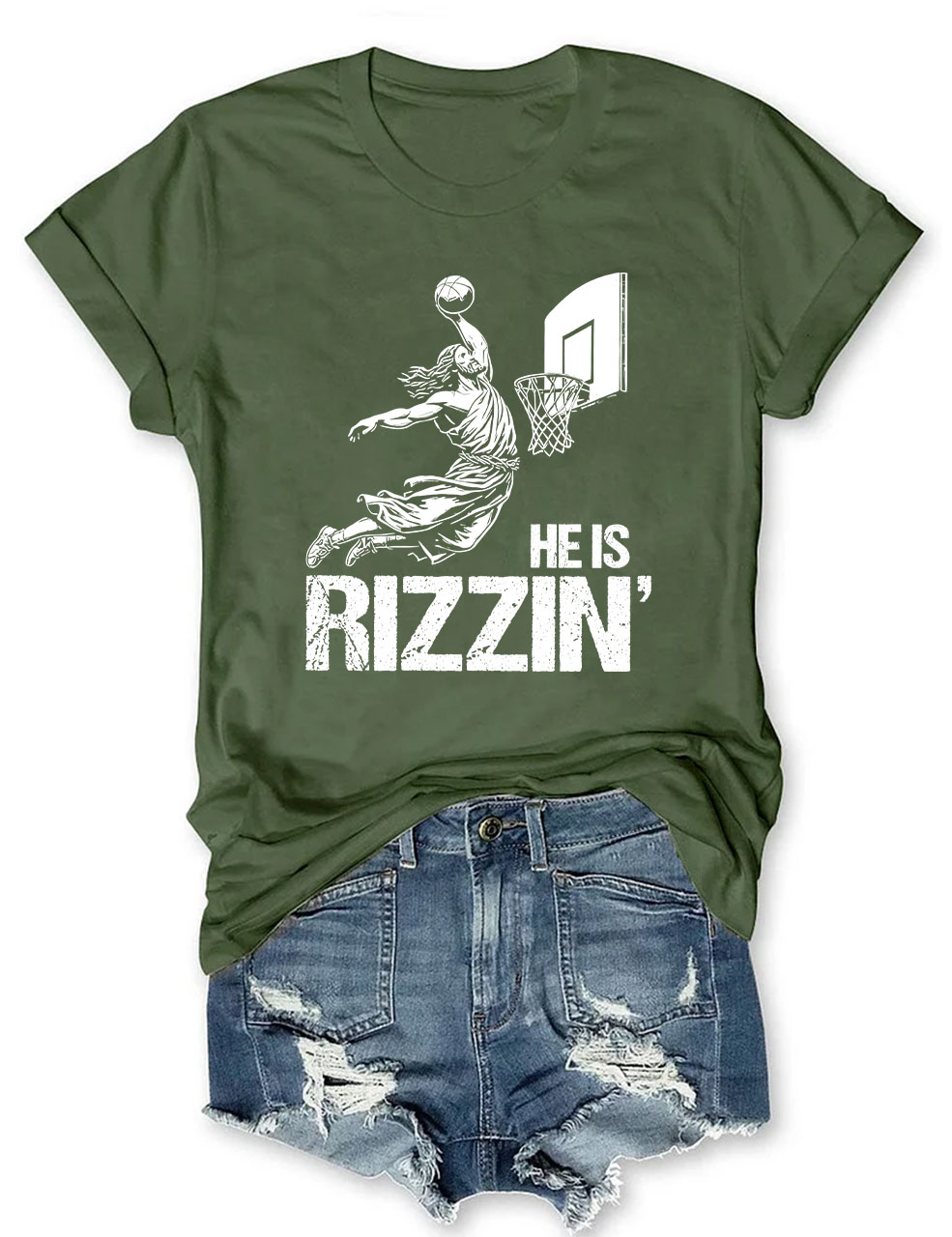 He is Rizzin Funny Jesus Playing Basketball T-shirt