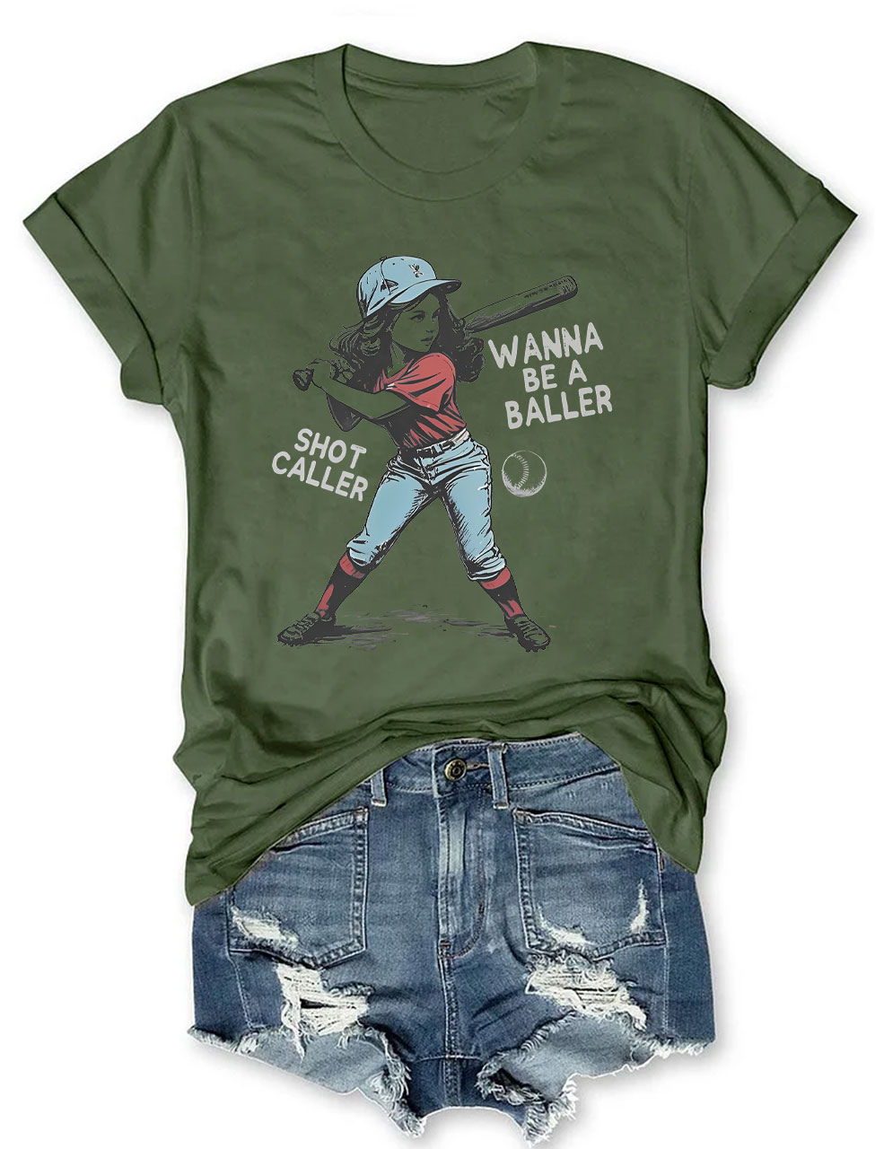 Wanna be a baller shot caller Retro baseball T-shirt