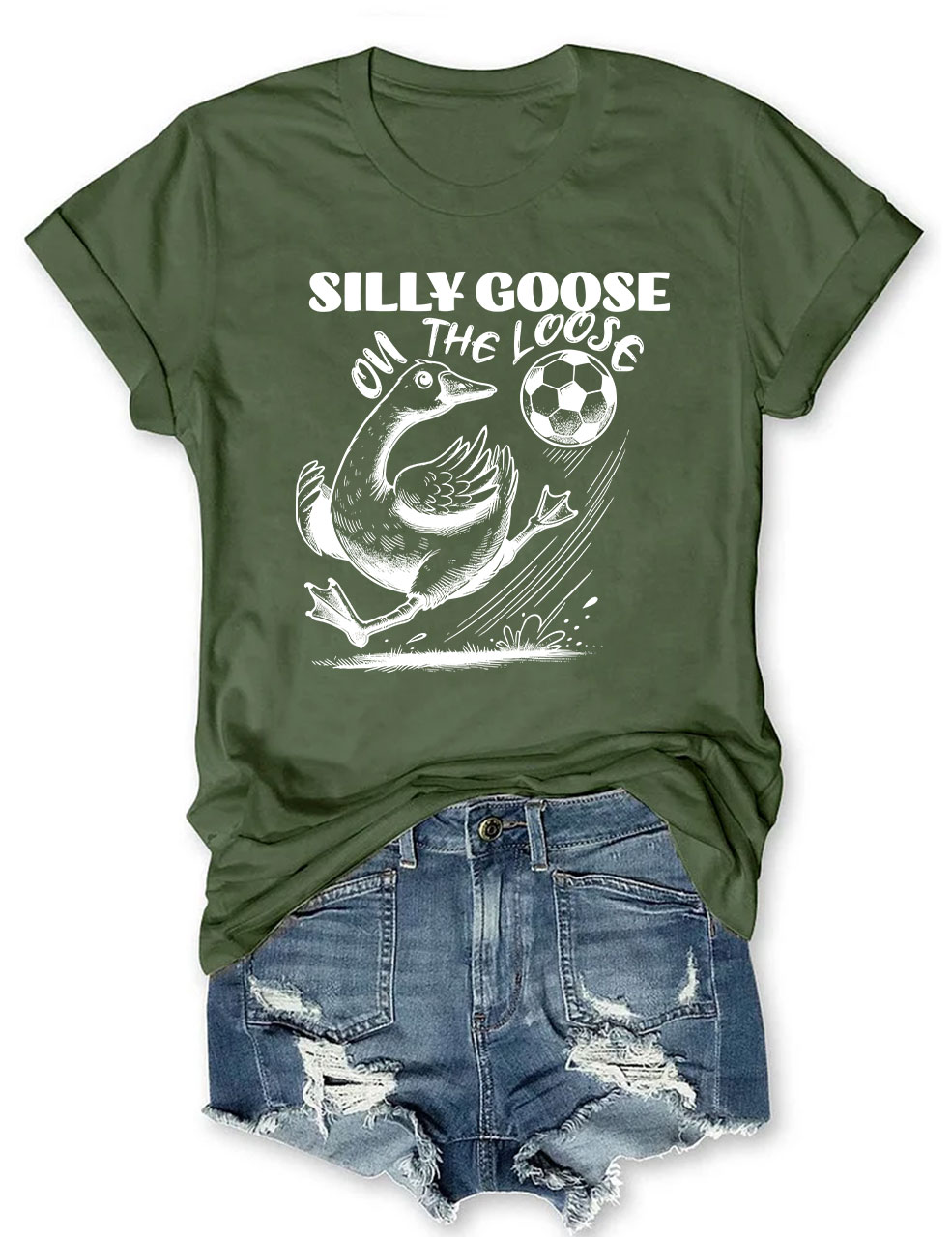 Silly Goose On The Loose Funny Soccer T-shirt