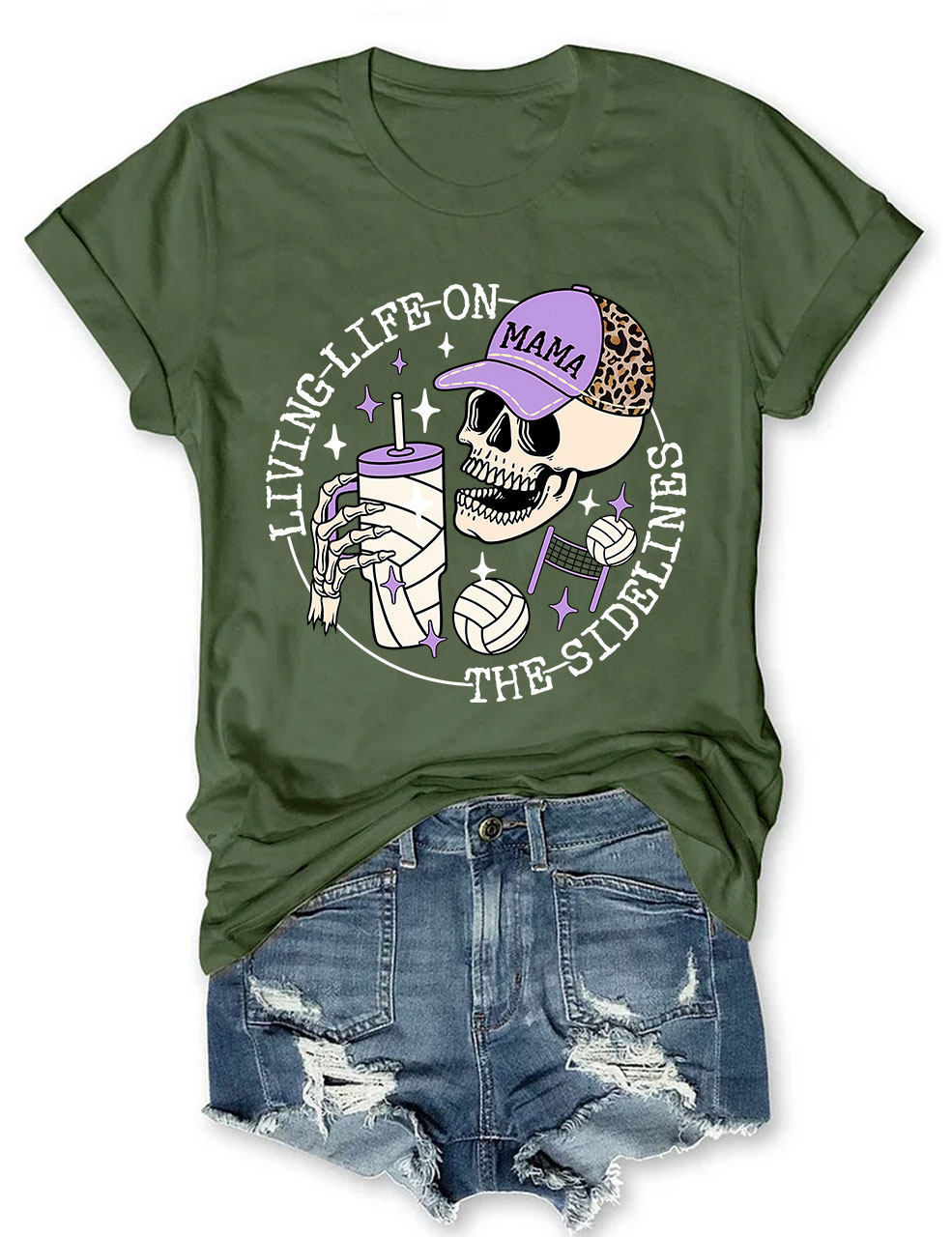 Living Life on the Bleachers Mama Skull Baseball Mom T-shirt