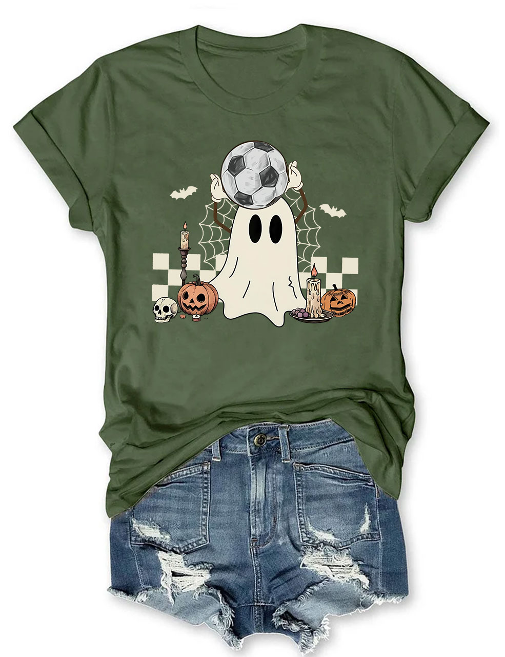 Retro Ghost Soccer Halloween T-Shirt