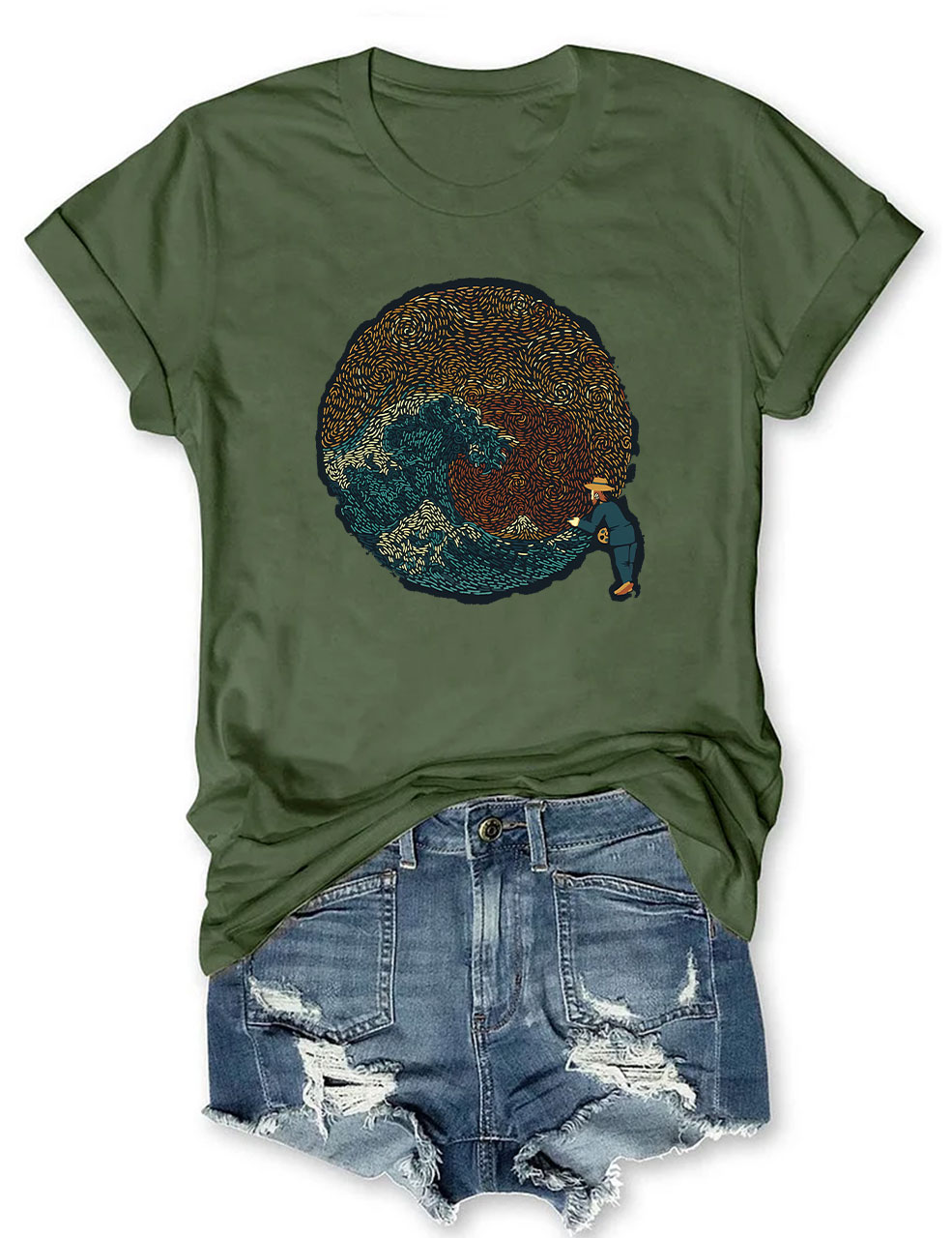 The Great Wave off Van Gogh by Tobe Fonseca Funny T-Shirt