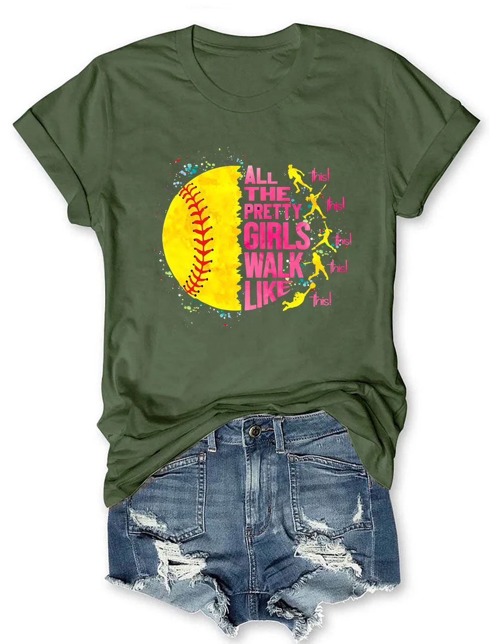 All The Pretty Girls Walk Like This Softball Funny T-Shirt