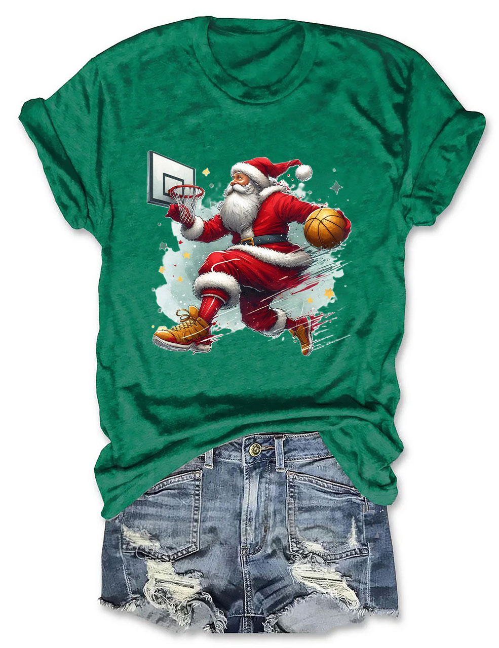 Funny Basketball Santa Merry Christmas T-shirt
