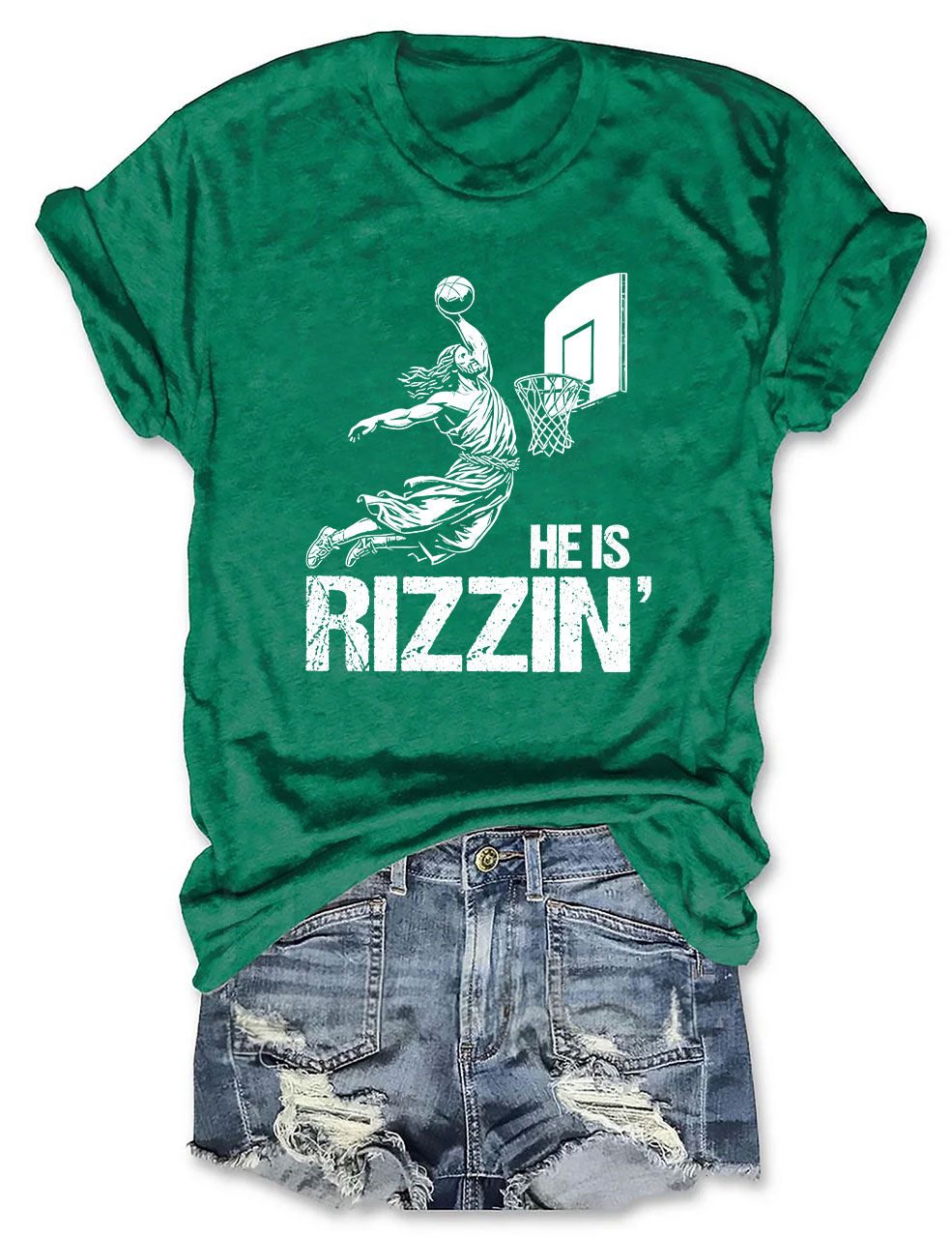 He is Rizzin Funny Jesus Playing Basketball T-shirt