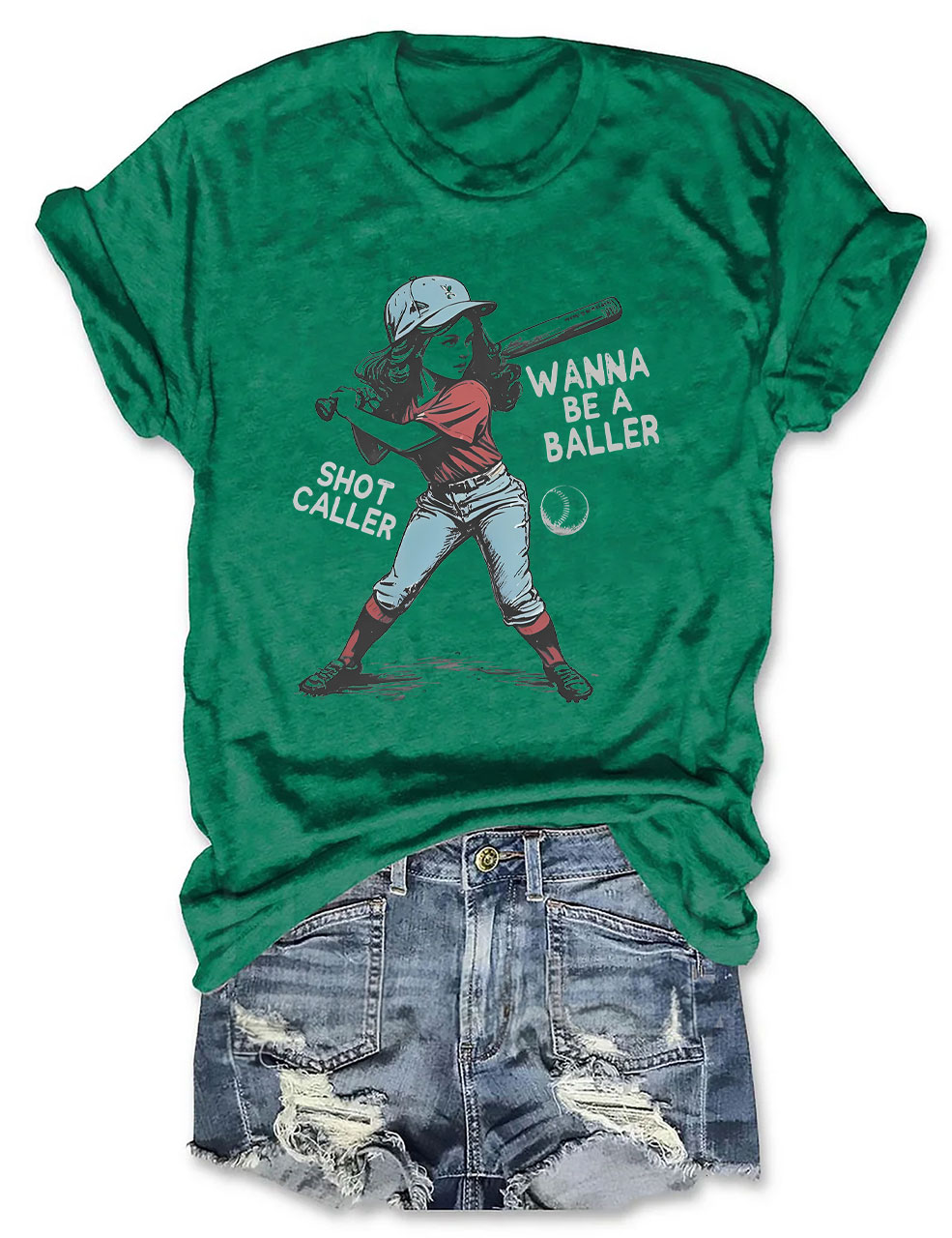Wanna be a baller shot caller Retro baseball T-shirt