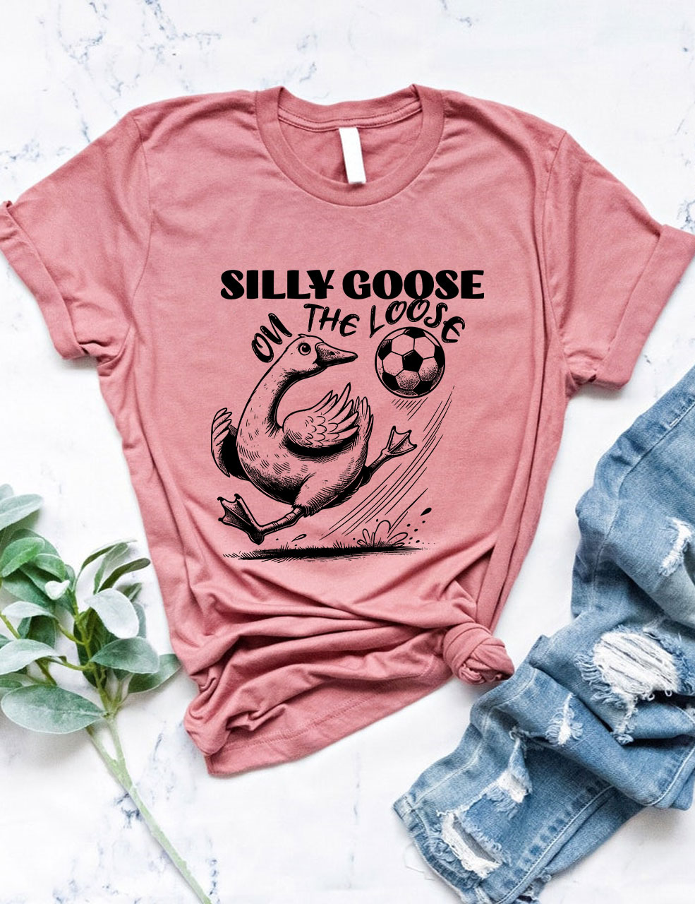 Silly Goose On The Loose Funny Soccer T-shirt