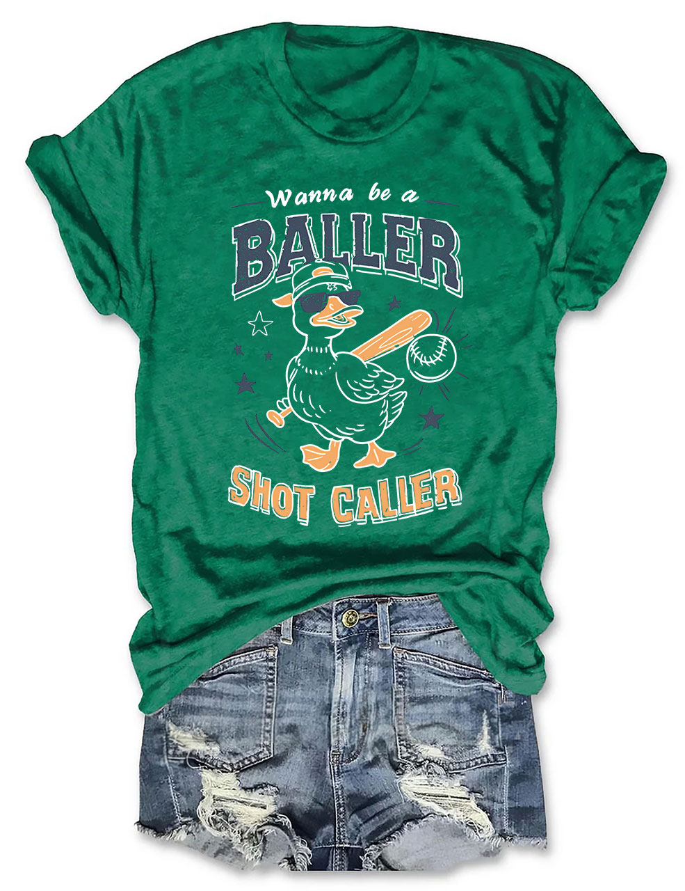Wanna Be A Baller Shot Caller Funny Baseball T-Shirt