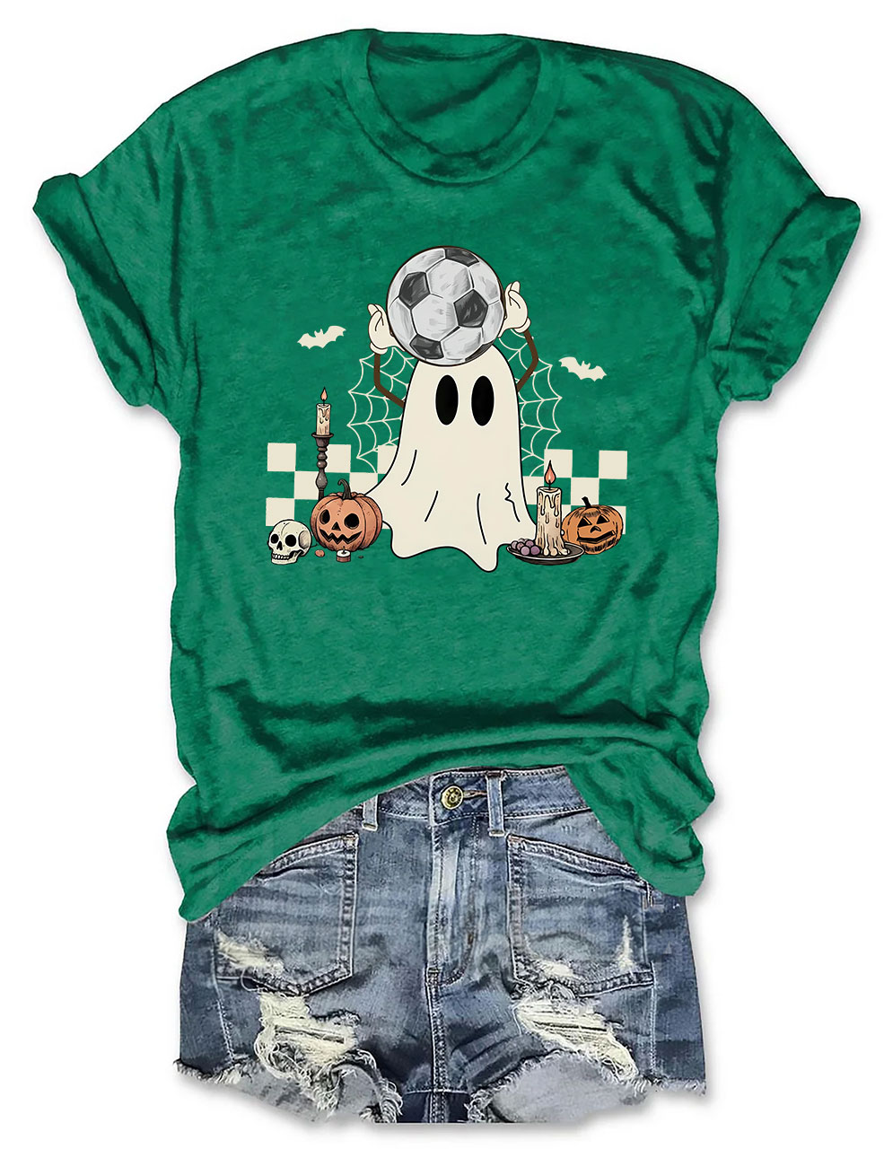 Retro Ghost Soccer Halloween T-Shirt