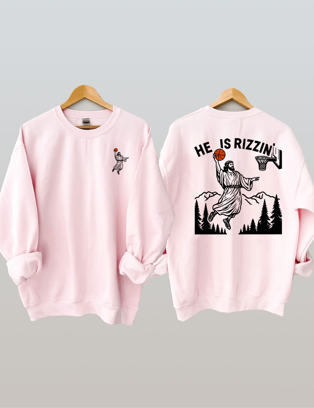 He is Rizzin Funny Jesus Playing Basketball Sweatshirt
