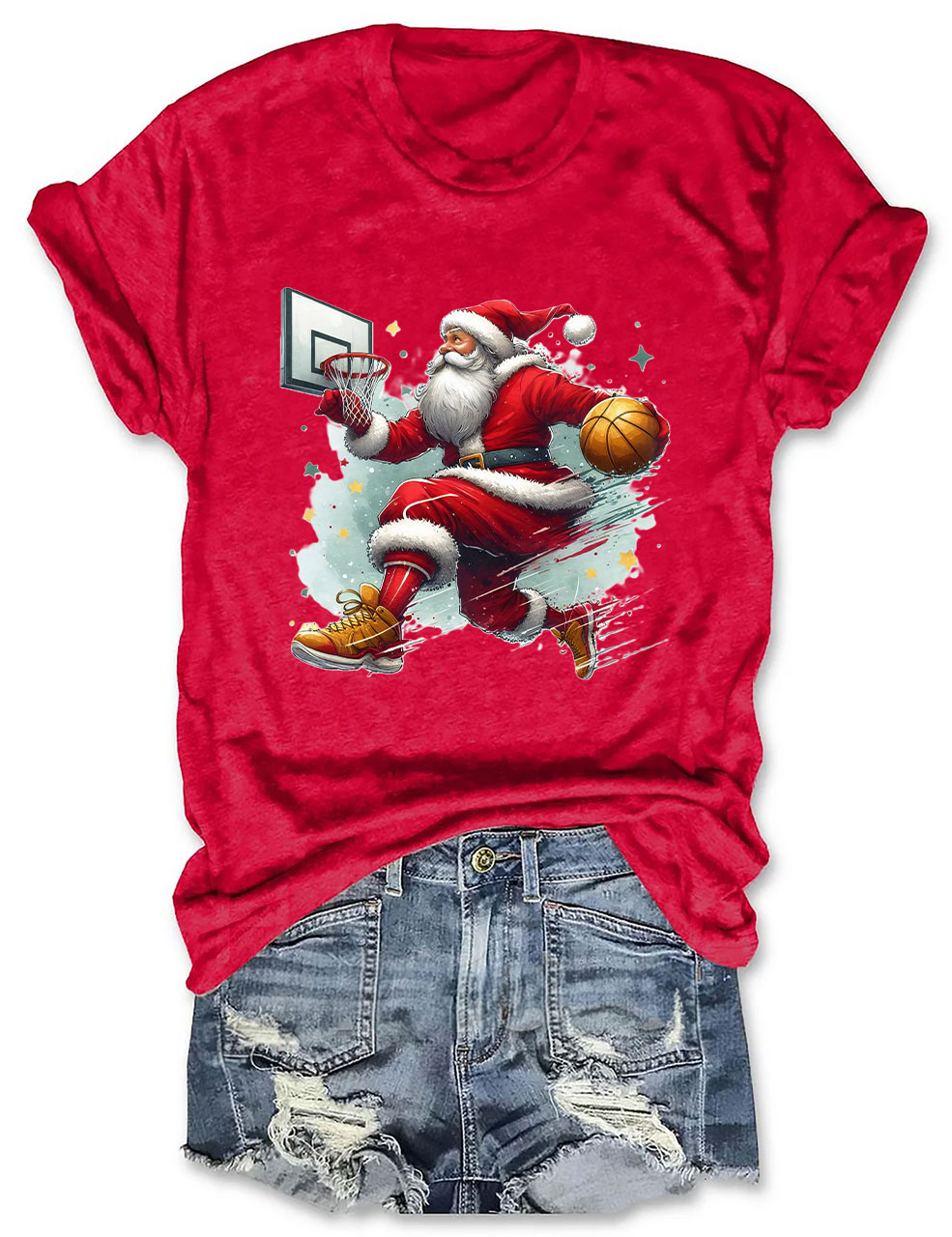 Funny Basketball Santa Merry Christmas T-shirt