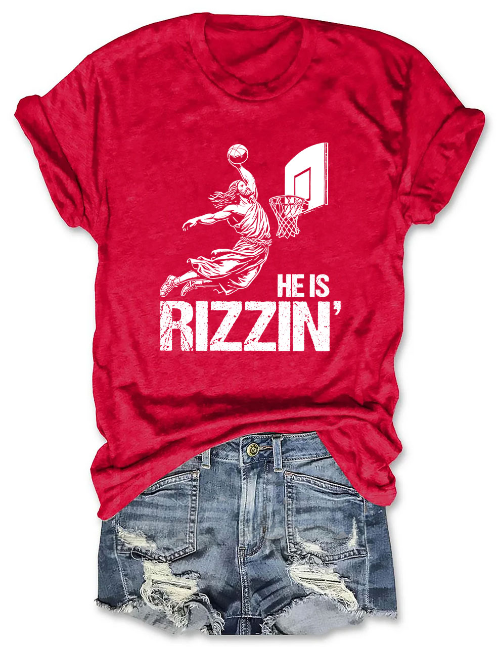 He is Rizzin Funny Jesus Playing Basketball T-shirt