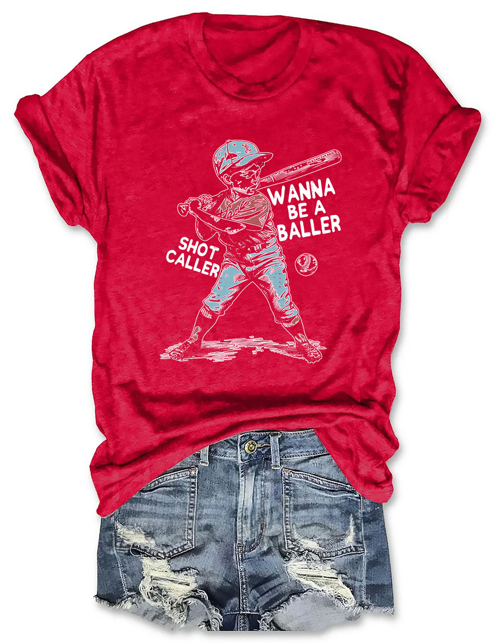 Wanna be a baller shot caller Retro baseball T-shirt