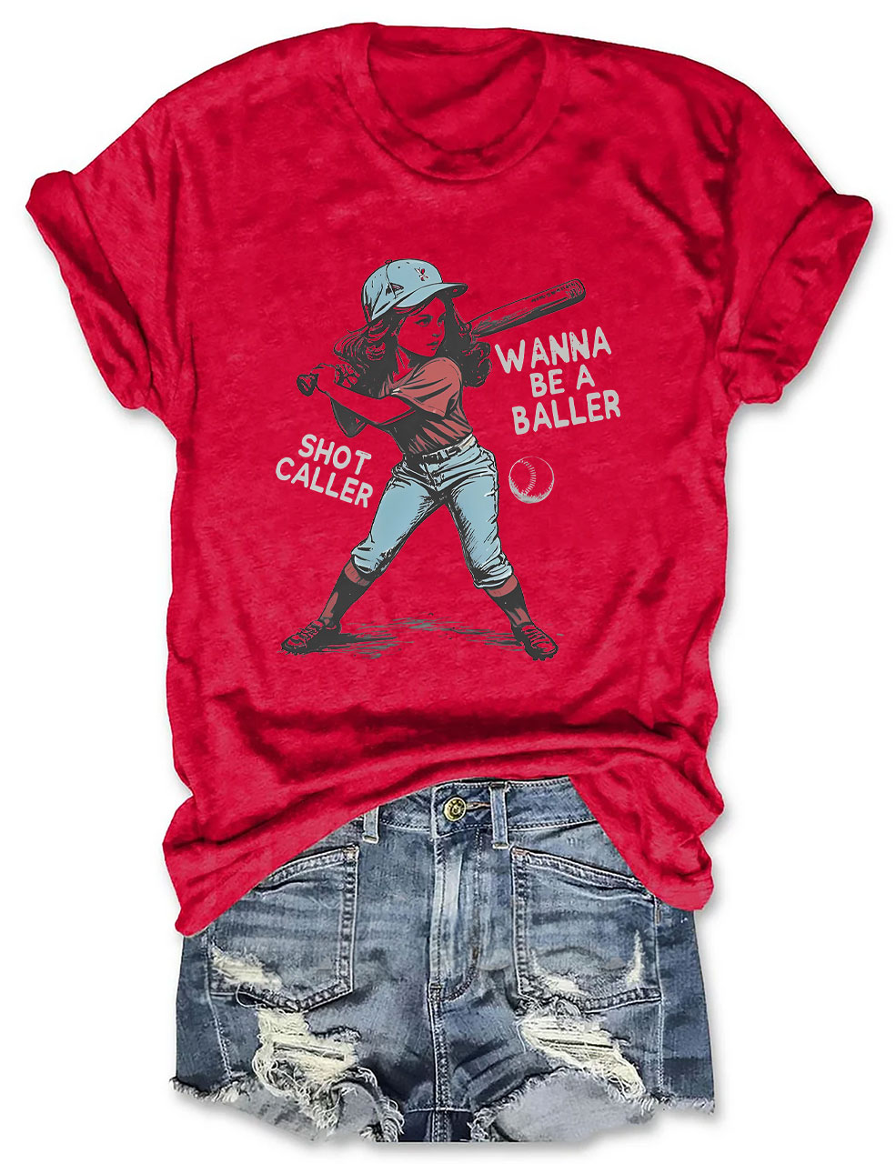 Wanna be a baller shot caller Retro baseball T-shirt