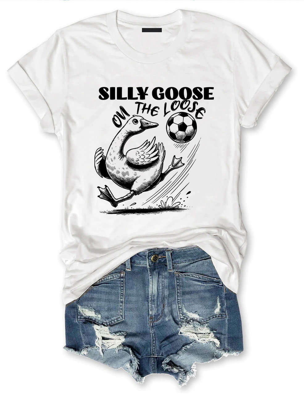 Silly Goose On The Loose Funny Soccer T-shirt