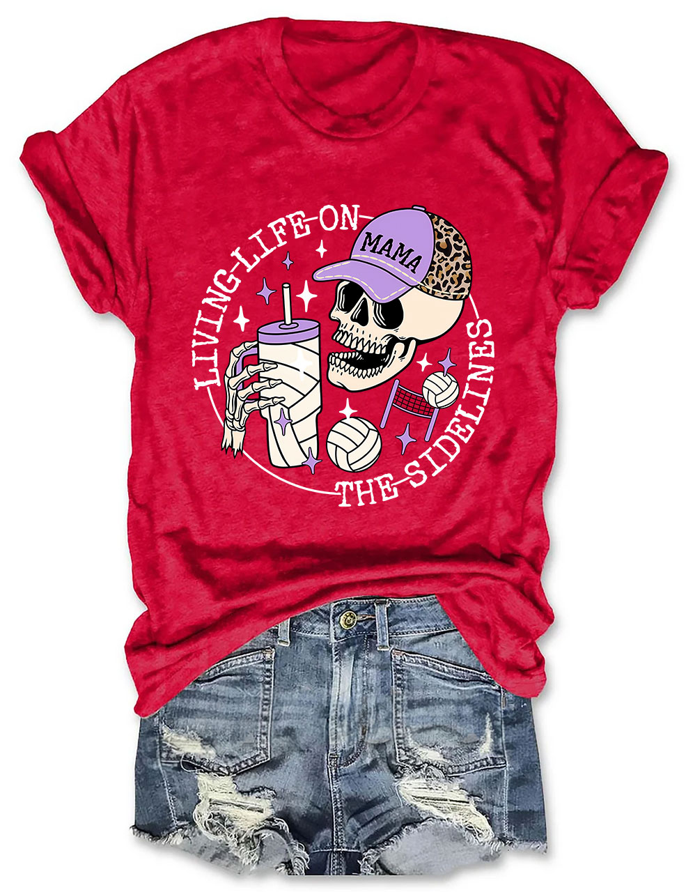 Living Life on the Bleachers Mama Skull Baseball Mom T-shirt