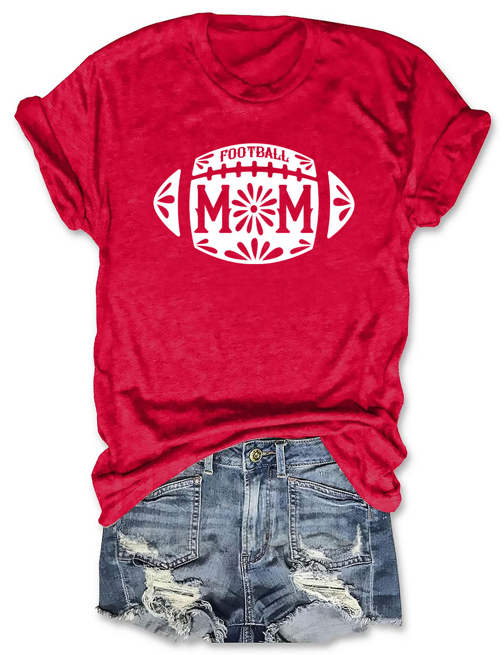 Floral Football Football Mom T-shirt