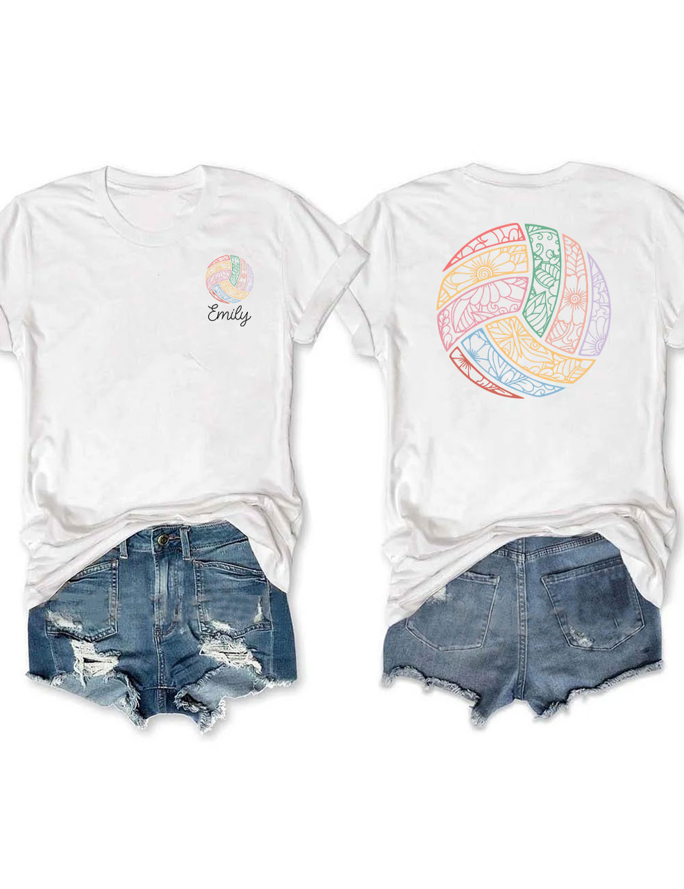 Custom Floral Volleyball  T-shirt