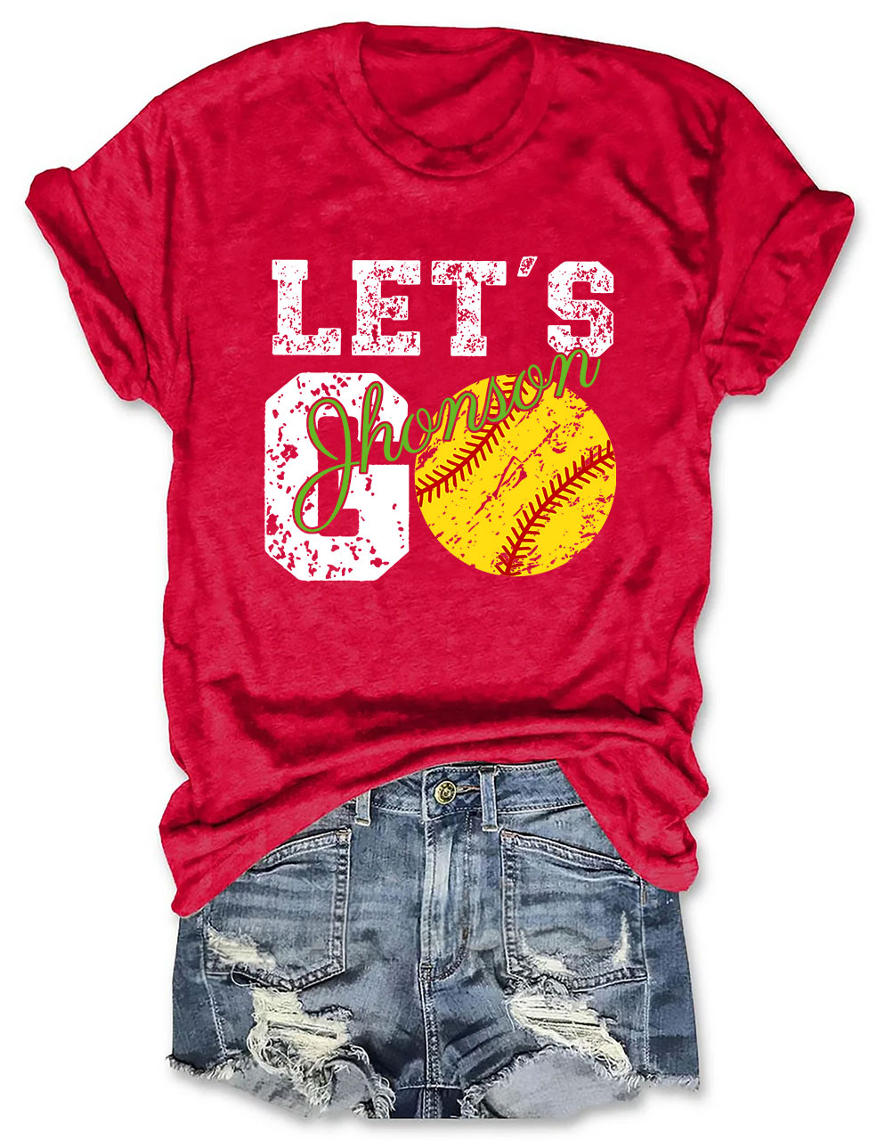 Custom Let's Go Softball T-shirt