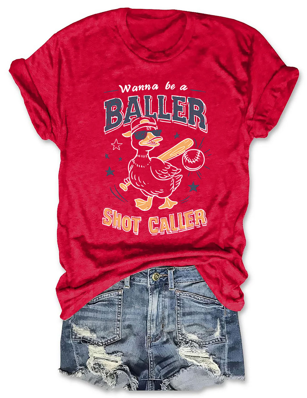 Wanna Be A Baller Shot Caller Funny Baseball T-Shirt
