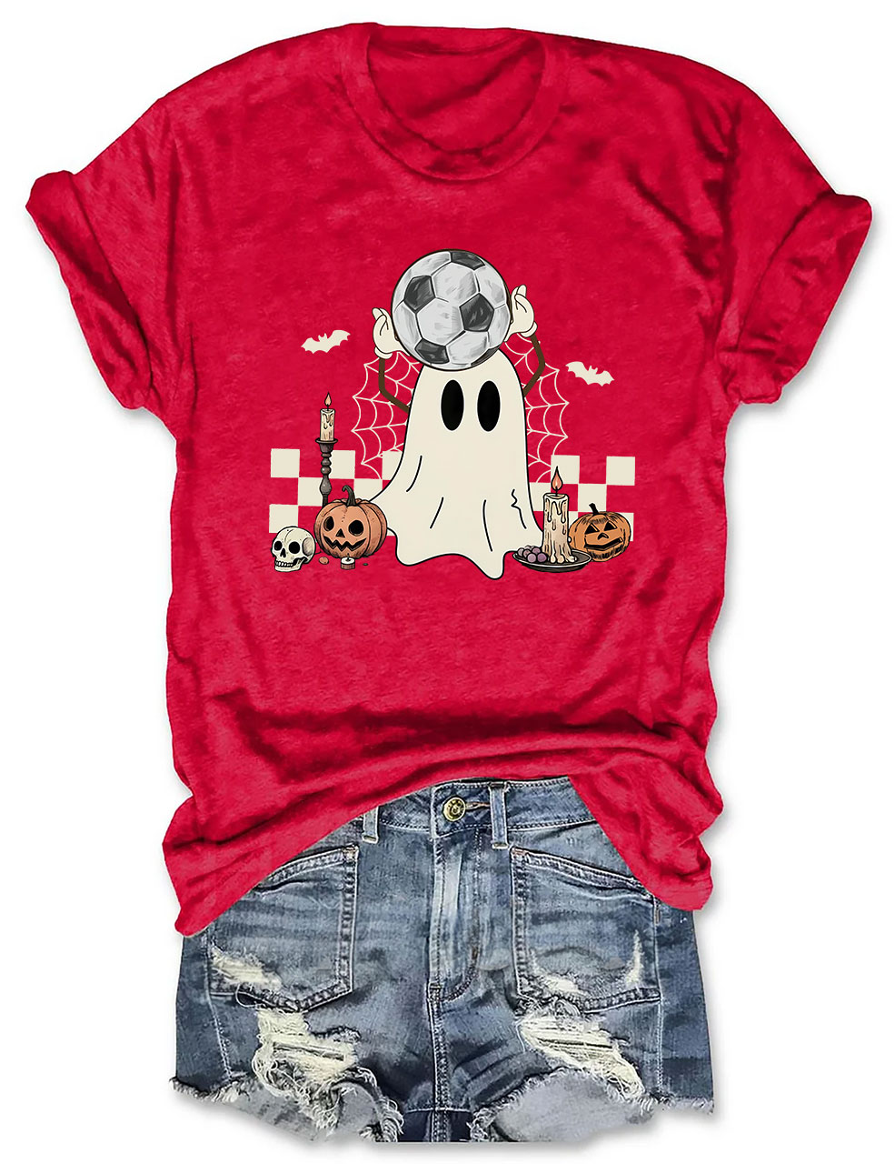 Retro Ghost Soccer Halloween T-Shirt