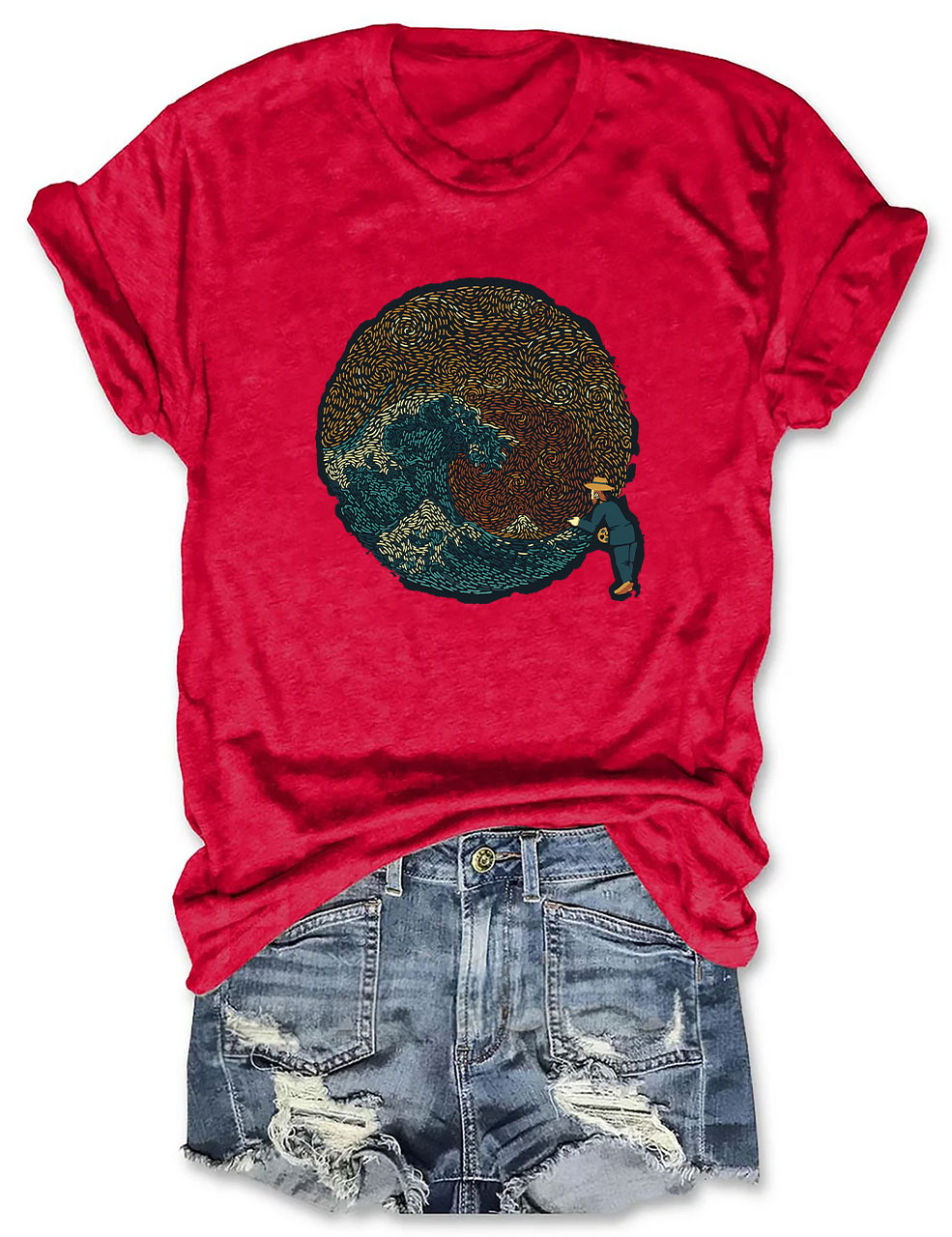 The Great Wave off Van Gogh by Tobe Fonseca Funny T-Shirt