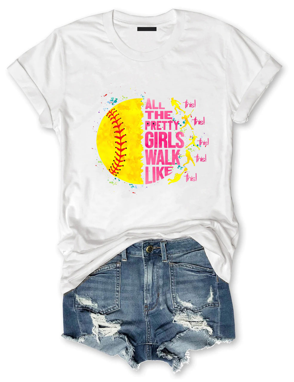 All The Pretty Girls Walk Like This Softball Funny T-Shirt