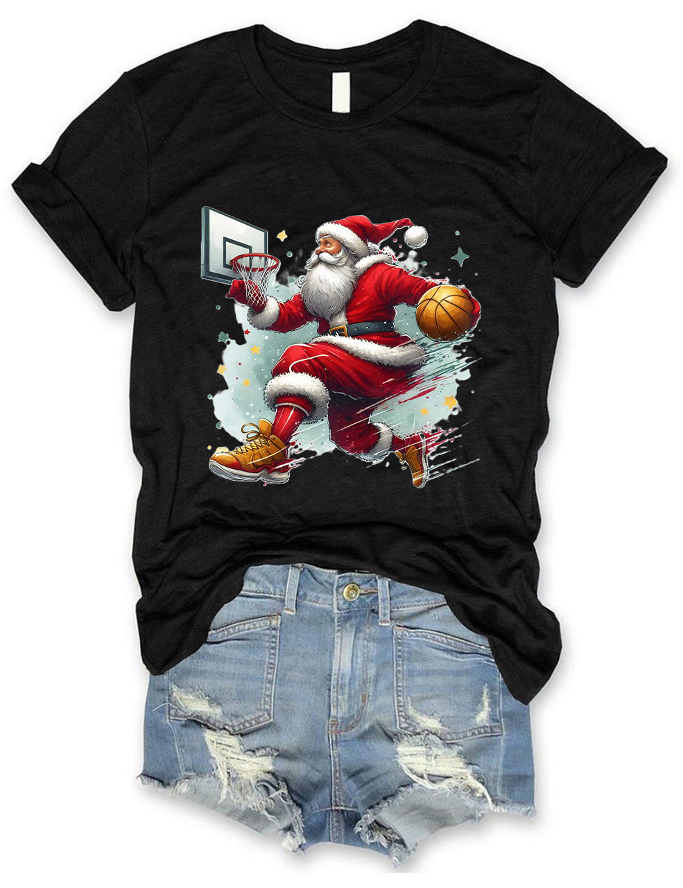Funny Basketball Santa Merry Christmas T-shirt